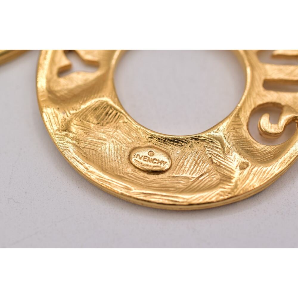 Givenchy Vintage Runway Statement Logo Charm Necklace Gold Chunky Signed Bin5 - Picture 11 of 12